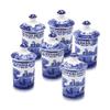 Spode Blue Italian Spice Jars | Set of 6 | Beautiful and Functional Kitchen Dcor | Made of Fine Porcelain | 4 Inch Seasoning Storage Jars | Dishwasher Safe view 1