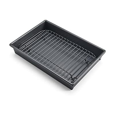Chicago Metallic Petite Roast Pan Set with Rack, 10x7 inch Nonstick Toaster Oven Baking Pan, Perfect for Single Serving Meals and Small Batch Cooking