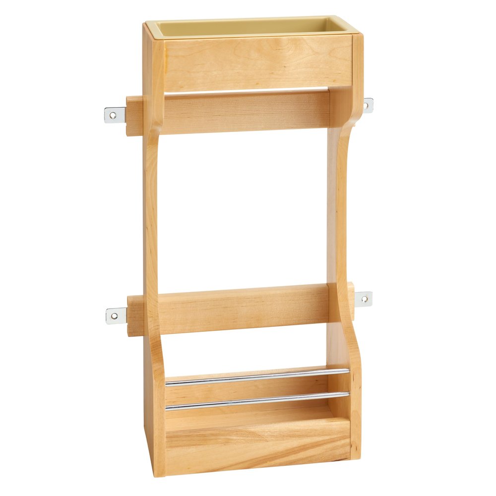 Rev-A-Shelf Dual Shelf Under Sink Organizer for Kitchen and Bathroom Cabinets, 30" Sink Base Vanity Storage, Inside Door Mount, Maple Wood, 4SBSU-15