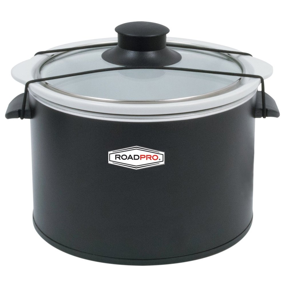 RoadPro-RPSL-350 Quart Slow Cooker, Auto Travel, 12V, White, 1.5 Quart
