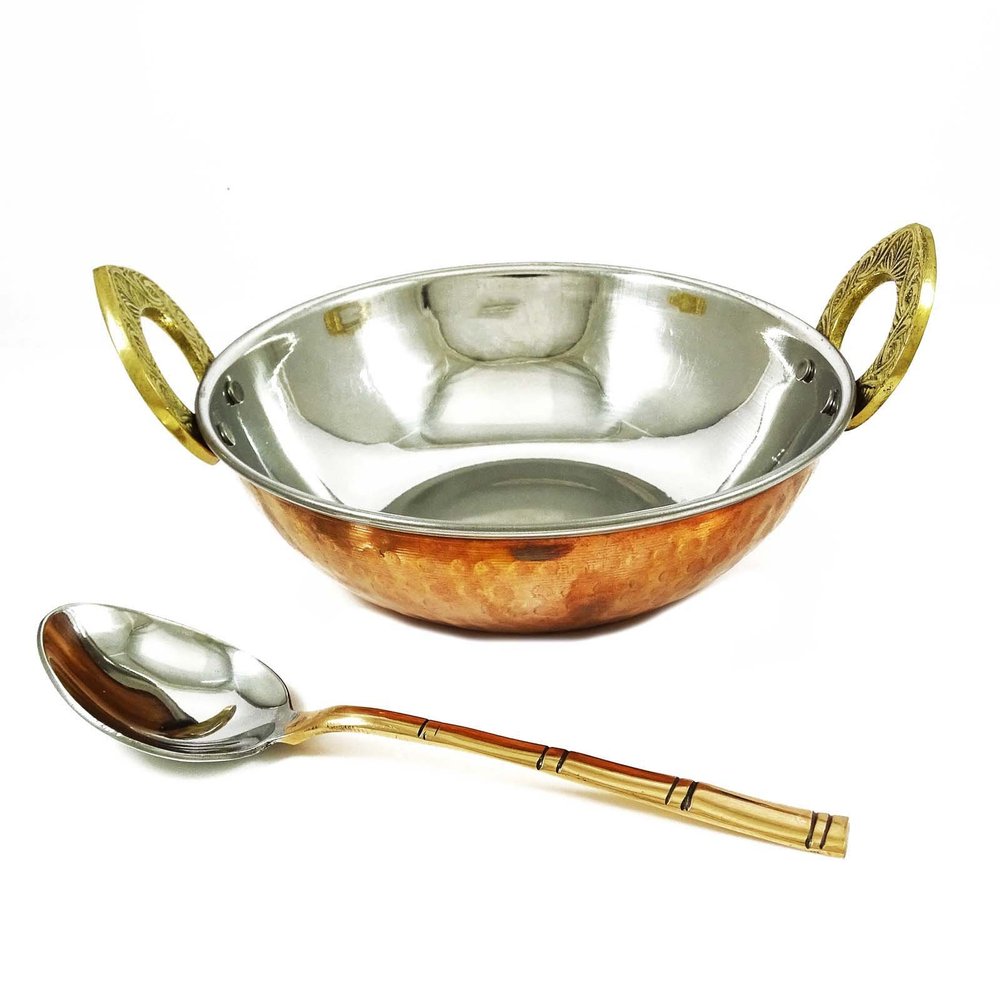 ibaexports Traditional Indian Unique Cookware Kadahi Spoon Copper Kitchen Accessories