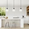 Pathson Black Pendant Light with Globe Round Glass Shade, Metal Base Cap and Adjustable Textile Cord, Industrial Style Retro Hanging Lamps for Dining Room Kitchen Island view 2