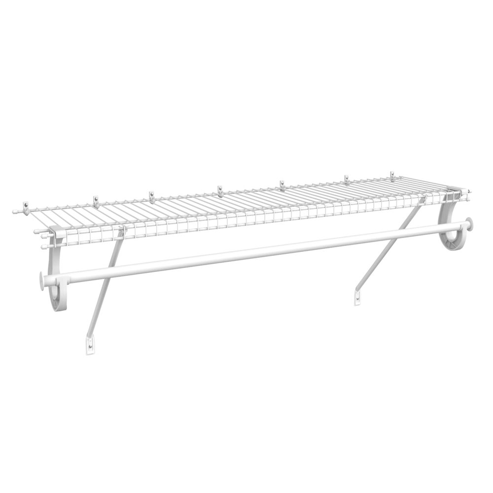 ClosetMaid 5631 SuperSlide Ventilated Shelf Kit with Closet Rod, 4-Foot x 12-Inch, White