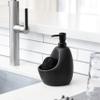 Umbra Joey, Matte Ceramic Liquid Soap Dispenser with Sponge Caddy, Ideal for Kitchen or Bathroom Use, Black view 2