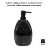 Umbra Joey, Matte Ceramic Liquid Soap Dispenser with Sponge Caddy, Ideal for Kitchen or Bathroom Use, Black view 4