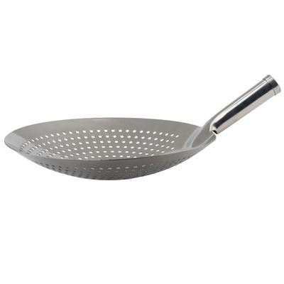 Winco Stainless Steel Round Skimmer, 12-Inch, Medium