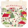 Cavallini Papers & Co. Christmas Village Tote Bag, Multi view 1