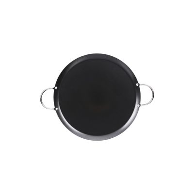 IMUSA 11in Carbon Steel Nonstick Round Comal with Metal Handles, Black