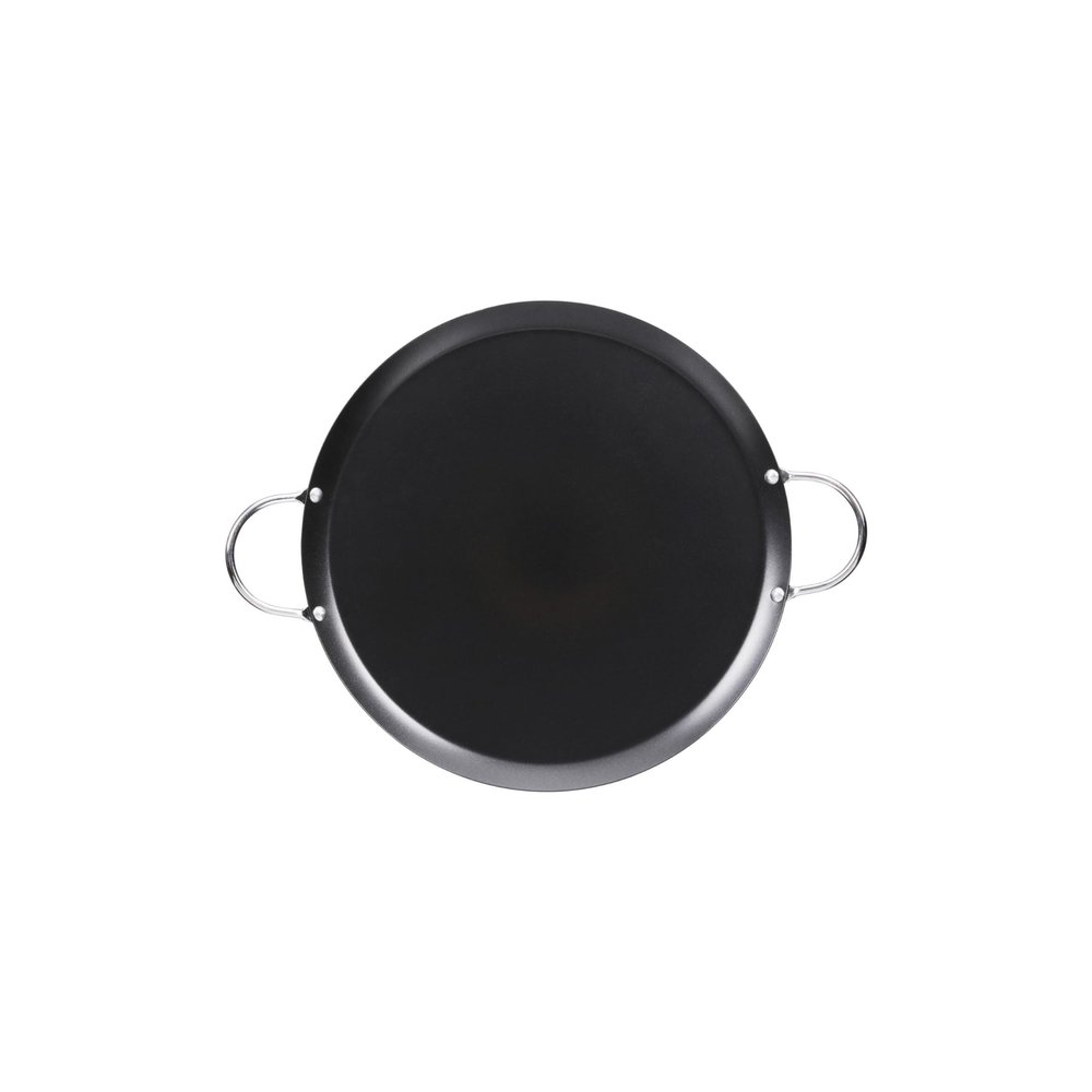 IMUSA 11in Carbon Steel Nonstick Round Comal with Metal Handles, Black