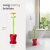 Vigar Flower Power Toilet Brush and Holder Set, Toilet Bowl Cleaner with Daisy-Shaped Handle, Flowerpot Base and Saucer, for House and Bathroom, Red view 3