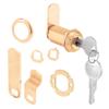 Prime-Line U 9953 Drawer and Cabinet Lock  Secure Important Files and Drawers, 1-3/8 in., Diecast Housing with Brass Finish, Fits on 1 in. Max Panel Thickness (1 Kit) view 1