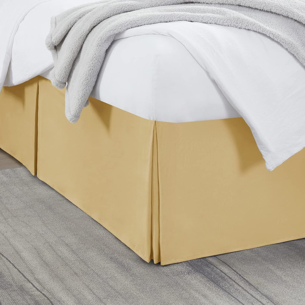 Nestl Gold Bed Skirt Queen Size - Queen Bed Skirt 14 Inch Drop - Brushed Microfiber Bed Skirts - Hotel Quality Pleated Bed Skirt - Shrinkage & Fade Resistant