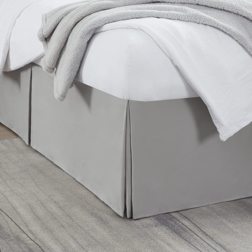 Nestl Silver Bed Skirt King Size - King Bed Skirt 14 Inch Drop - Brushed Microfiber Bed Skirts - Hotel Quality Pleated Bed Skirt - Shrinkage & Fade Resistant