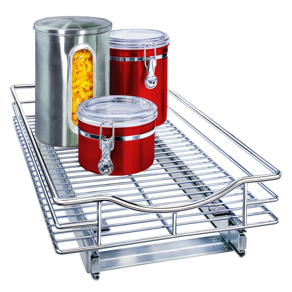 LYNK PROFESSIONAL Pull Out Cabinet Organizer, 11" x 18" Slide Out Drawers for Kitchen Cabinets - Sliding Pull-Out Pantry Shelves  Home Shelf Organizers - Lifetime Ltd. Warranty, Chrome