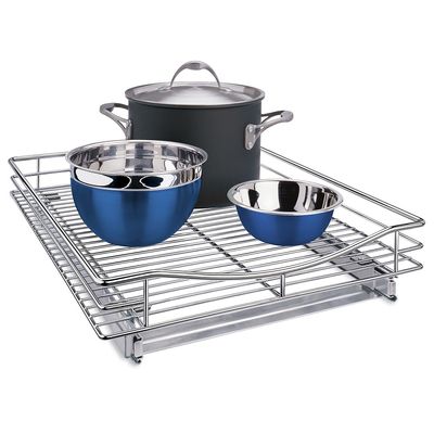 LYNK PROFESSIONAL Pull Out Cabinet Organizer, 17" x 21" Slide Out Drawers for Kitchen Cabinets - Sliding Pull-Out Pantry Shelves  Home Shelf Organizers - Lifetime Ltd. Warranty, Chrome