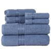 Lavish Home 6 Piece Bathroom Towels Set - 625GSM 100% Cotton Bathroom Essentials with 2 Absorbent Wash Cloths, 2 Hand Cloths, and 2 Bath Towel for Shower, Gym, Dorm and Spa (Blue) view 1