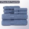 Lavish Home 6 Piece Bathroom Towels Set - 625GSM 100% Cotton Bathroom Essentials with 2 Absorbent Wash Cloths, 2 Hand Cloths, and 2 Bath Towel for Shower, Gym, Dorm and Spa (Blue) view 4