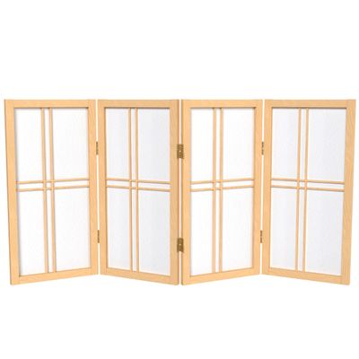 2 ft. Short Desktop Double Cross Shoji Screen - Natural - 4 Panels
