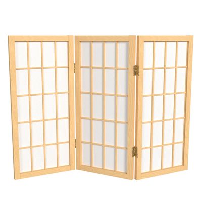 2 ft. Short Desktop Window Pane Shoji Screen - Natural - 3 Panels