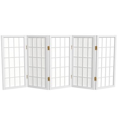 2 ft. Short Desktop Window Pane Shoji Screen - White - 5 Panels
