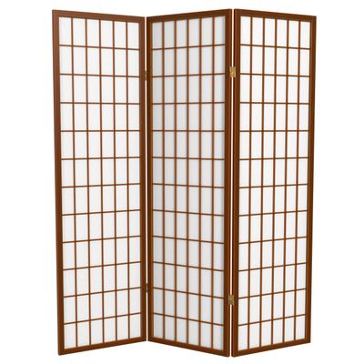 Red Lantern 5 ft. Tall Window Pane Shoji Screen - Walnut - 3 Panels