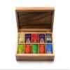Ironwood Gourmet Rectangular Vauxhall Double Tea Box, Acacia Wood,Brown, 10 Compartment view 1