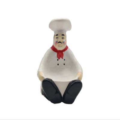ACK Fat Bistro Chef Ceramic Hand Painted Sponge Holder for Kitchen Sink, Kitchen Dcor, Scouring Pad, Scrub Holder