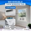 Comfort Zone Twin Window Fan with Reversible Airflow Control, 9 inch, Auto-Locking Expanders, 2 Speed Fan, Dual Fan, Exhaust, Airflow 9.84 ft/sec, Ideal for Home, Kitchen, Bedroom & Office, CZ319WT view 4