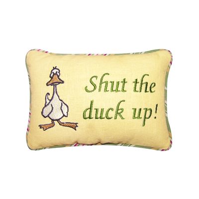 C&F Home Funny Humor Shut The Duck Up Embroidered Small Petite Mini Accent Pillow 6" x 9" All Seasons Spring Summer Beach House Coastal Nautical Ocean Home Living Room Sofa Couch Chair Bed Bedroom