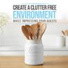 Comfify Wide Mouth Mason Jar Utensil Holder Decorative Kitchenware Organizer Crock - Perfect Cookware Gift - White, Large Size 5.4x6.75 view 2