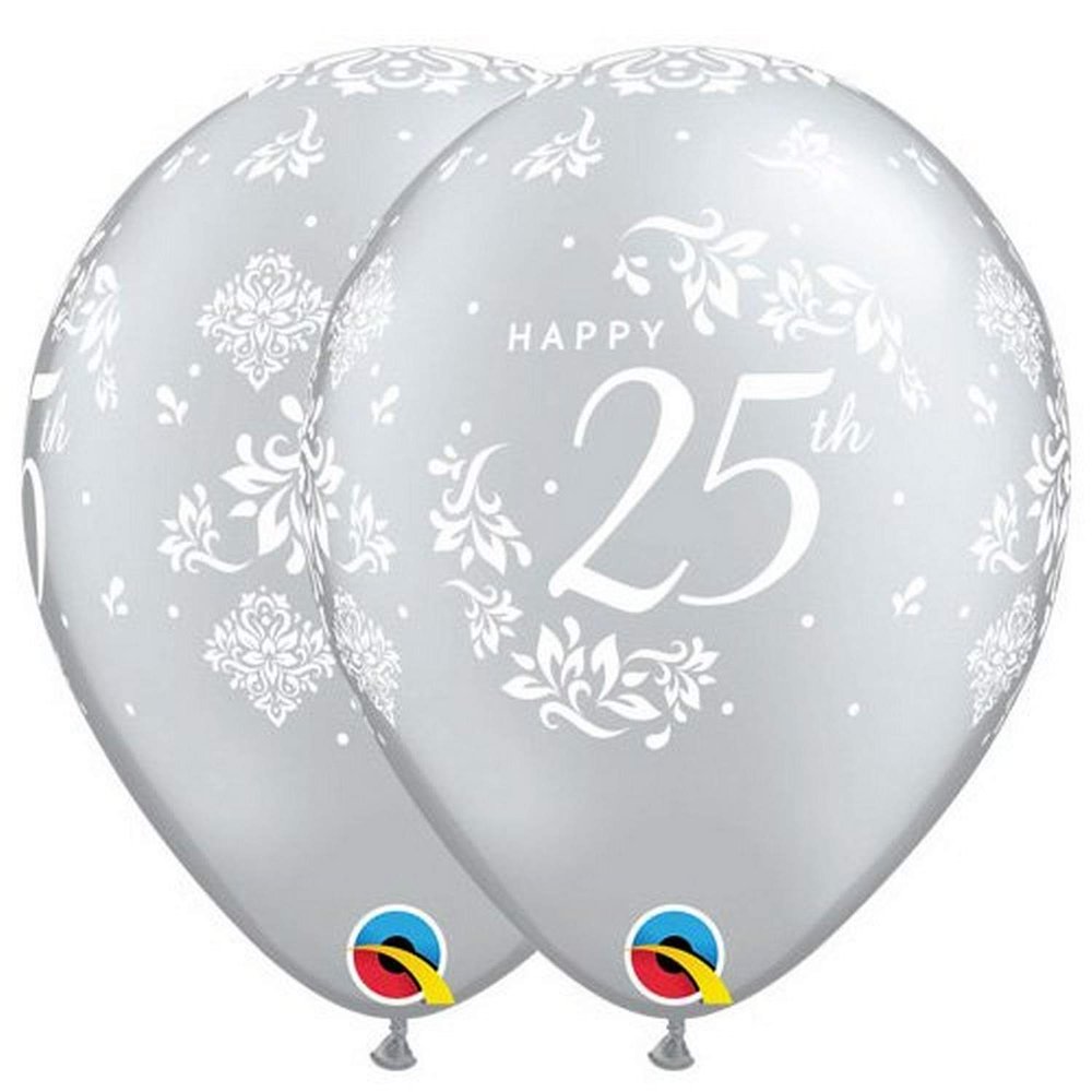 Qualatex 49689-Q 25th Anniversary Damask, 11", Silver