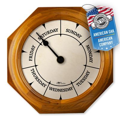 DayClocks Classic Day of The Week Wall Clock - 10" Solid Oak Wood Frame, Ideal Retirement Gift for Men and Women, Day Clock for Seniors and Retirees