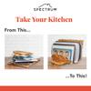 Spectrum Euro Kitchen Organizer Metal Dish Rack Cutting Board Holder Stand for Countertop or Inside Cabinet Organization, 8 Slot Cutting Board Plate Drying Rack for Bakeware Storage, Satin Nickel view 2