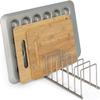 Spectrum Euro Kitchen Organizer Metal Dish Rack Cutting Board Holder Stand for Countertop or Inside Cabinet Organization, 8 Slot Cutting Board Plate Drying Rack for Bakeware Storage, Satin Nickel view 3
