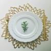 Occasions 40-Piece Gold Round Placemats, 15" Metallic Vinyl Leaf Design for Wedding Dinner Table | Charger Plates Centerpiece Decor view 3