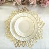 Occasions 40-Piece Gold Round Placemats, 15" Metallic Vinyl Leaf Design for Wedding Dinner Table | Charger Plates Centerpiece Decor view 4