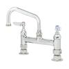 T&S Brass B-0222 Deck Mount Double Pantry Faucet with 8-Inch Centers, 6-Inch Swing Nozzle and Lever Handles, Chrome view 1