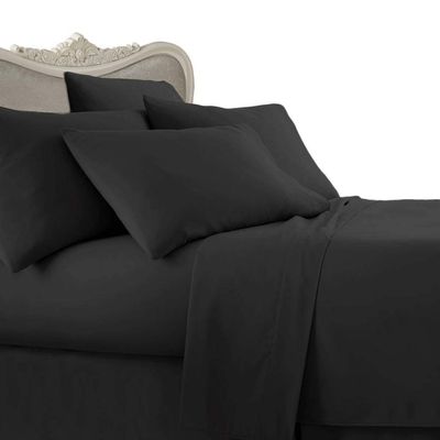 1200-Thread-Count Egyptian 1200TC Sheet Set, Queen, Black Solid