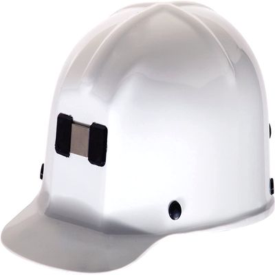 MSA 91522 Comfo-Cap Safety Hard Hat with Staz-on Pinlock Suspension | Polycarbonate Shell, Non-Slotted W/ Lamp Bracket and Cord Holder - Standard Size in White