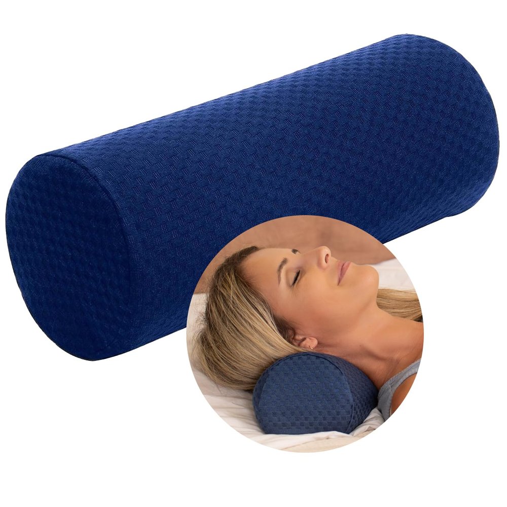 Carex Memory Foam Cervical Neck Pillow, Round - Contoured Design to Support Neck and Shoulders, Relieve Pain and Pressure, Neck Roll Pillow for Sleeping, Memory Foam