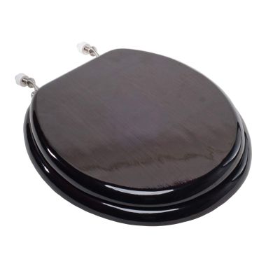Comfort Seats C2B1R19BN Designer Solid Wood Toilet Seat with PVD Brushed Nickel Hinges, Round, Walnut