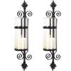 2 Black Iron French Hurricane Candle Holder Wall Sconce view 1