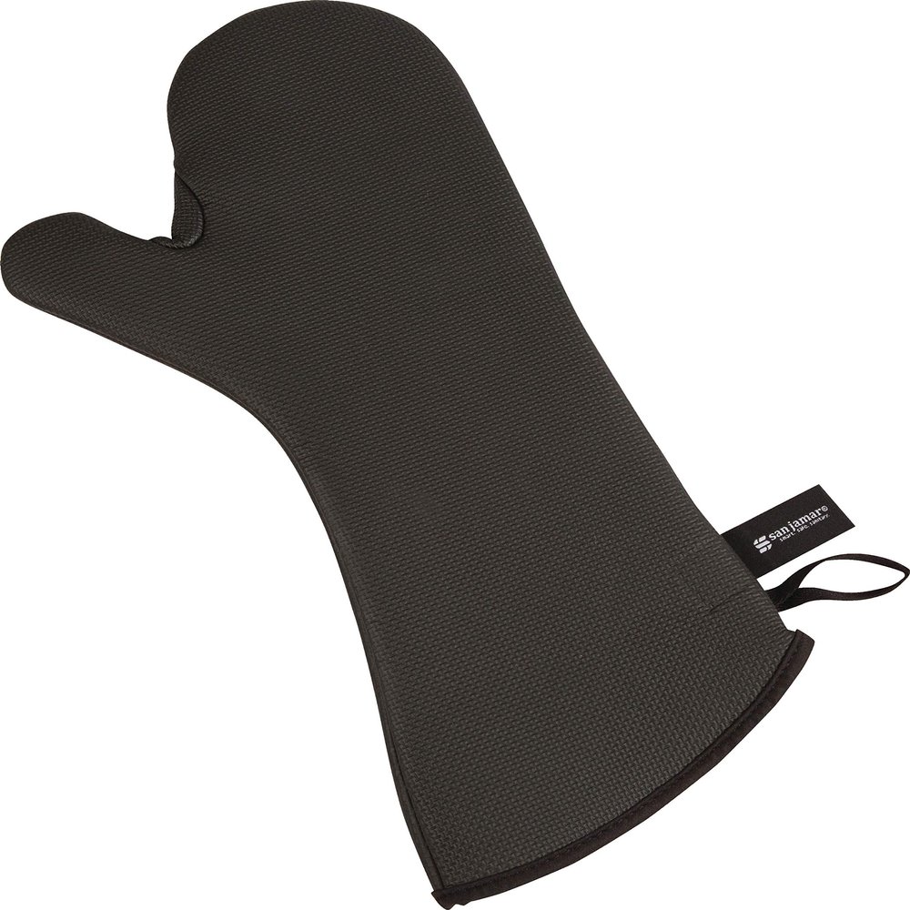 San Jamar UCMX15BK Textured Neoprene Oven Mitt with WebGuard, 15" Length, Black