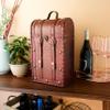 Twine Antique Wooden Decorative Wine Box with Lid and Handle, Wine Accessory Sets, Wood, Faux Leather, Brass Accents,2 Bottle view 4