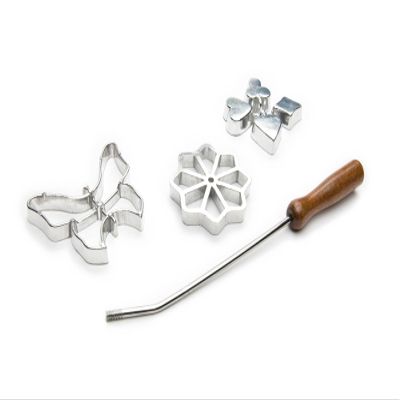 Fox Run Rosette Iron Set With Handle, Cast-Aluminum, Butterfly, Flower, and Card Suits