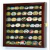 Military Challenge Coin Display Case Cabinet Holder Wall Rack 98% UV Lockable -Cherry view 1