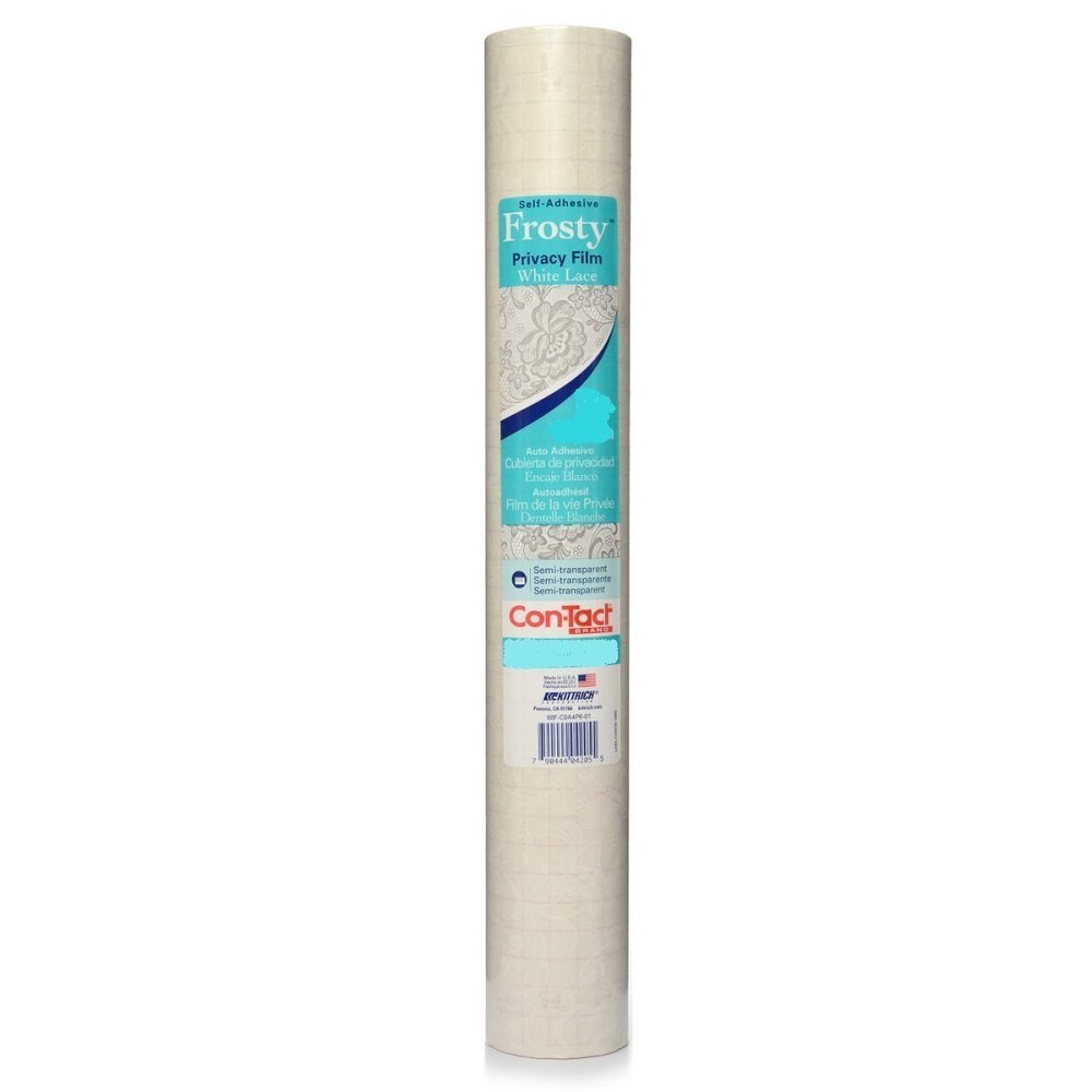 Con-Tact Brand Creative Clear Covering, Versatile and Self-Adhesive Shelf Liner, Semi-Transparent Privacy Film, Protective Clear Vinyl, 18'' x 9', Frosty White Lace