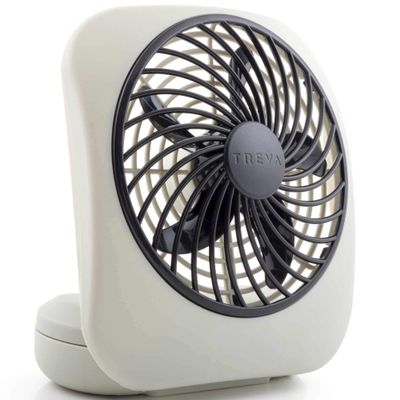 O2COOL Treva 5 Inch Battery Powered Fan Portable Desk Fan 2 Cooling Speeds with Compact Folding & Tilt Design Cubicle Accessories Small Portable (Grey)