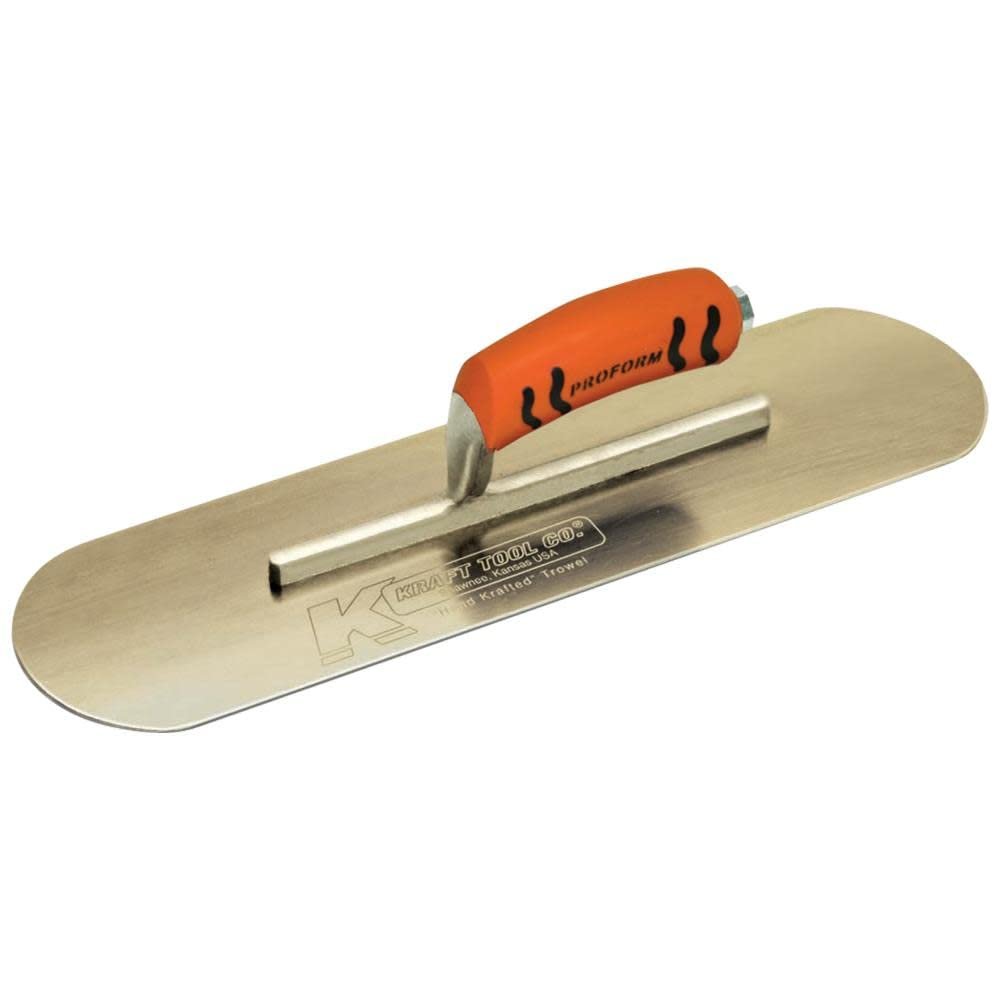 Kraft Tool CF277PF Gold Stainless Steel Pool Trowel with ProForm Handle, 14 x 4-Inch,Multi