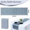 MDS Pack of 10 Satin Table Runners 12 x 108 Inch Long Wedding Sateen Bright Silk Smooth Table Runner for Wedding Reception Birthday Graduation Party Event Banquet Dinner Decoration - Light Silver view 3